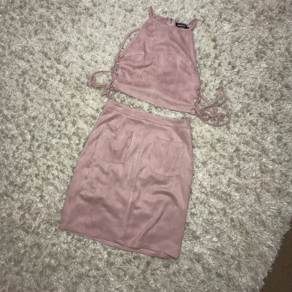 Faux suede blush missguided set